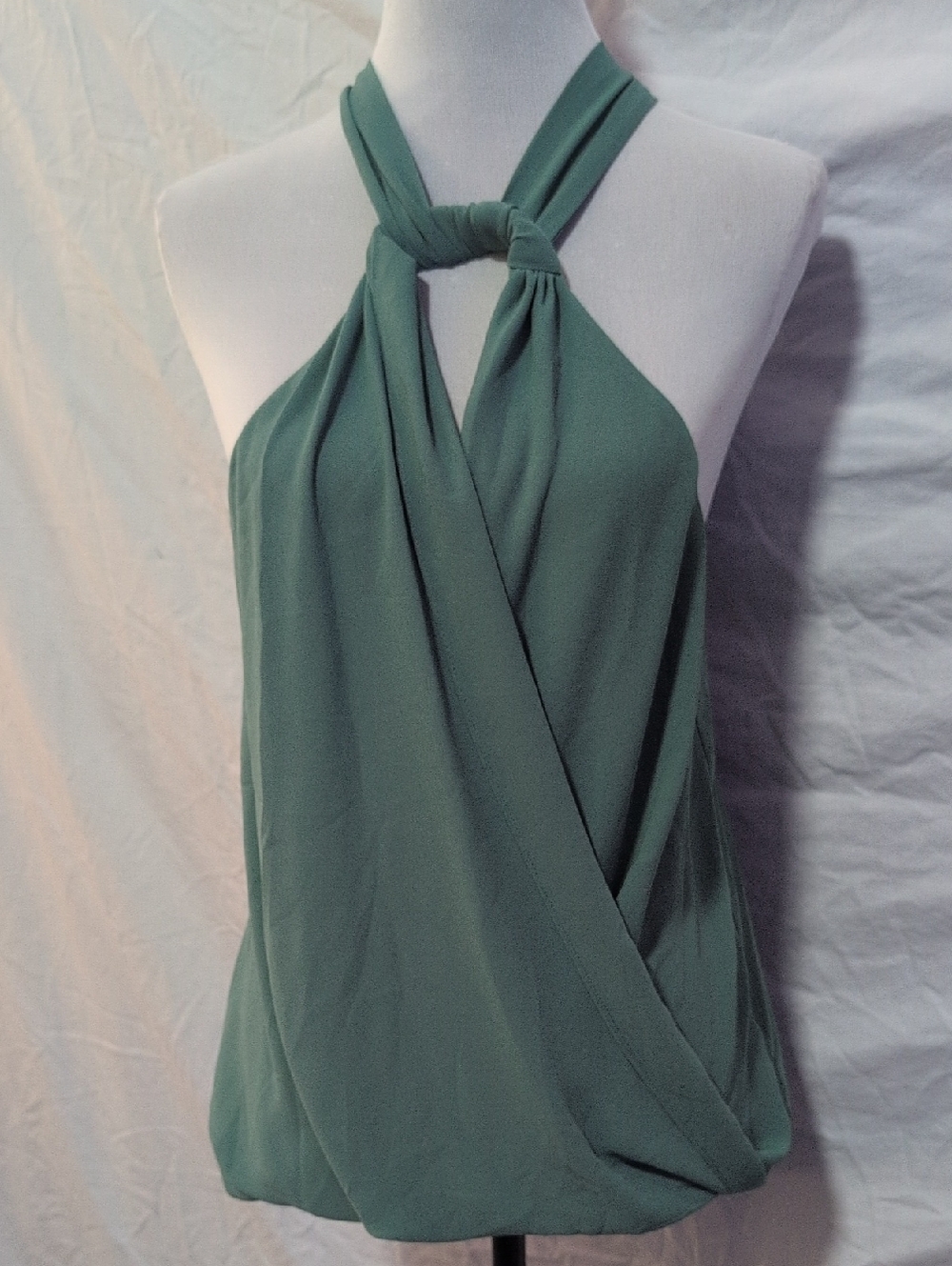 Naked Zebra Olive Green Halter Knot Blouse